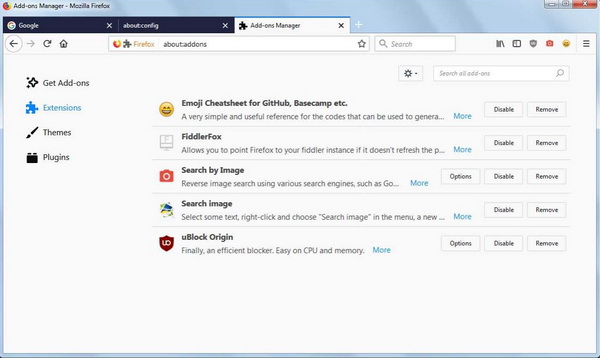 การปิด add-ons ใน Firefox